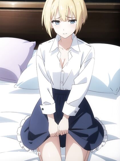 Office Worker Unbuttons Her Shirt for Seductive Hentai Masturbation Image