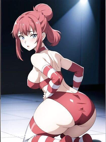 Embarrassed Girl 18+ Shows Her Ass with Hair Bun inSTEAMY Hentai AI Image