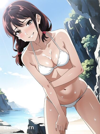 Teen 18+ Bikini Babes Get Wild on the Beach in steamy Hentai AI Image