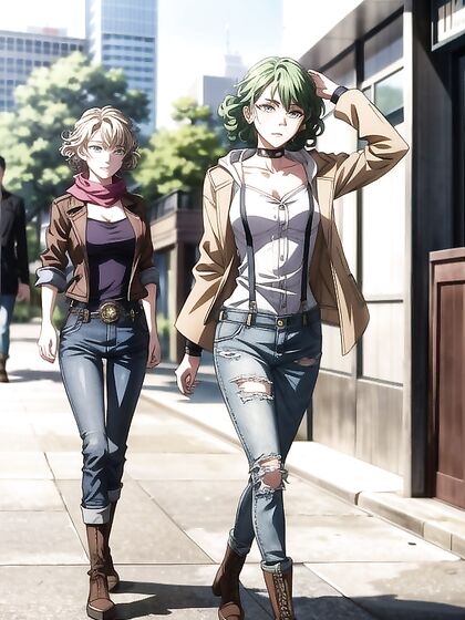 Arms Up in a Green Jacket for Seductive Hentai Pleasure