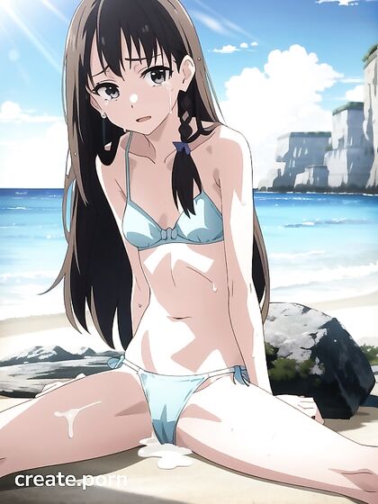 Naked Light Brown Beauty Gets Intimate Close-Up Facial Pleasure in Hentai Hentai AI Image