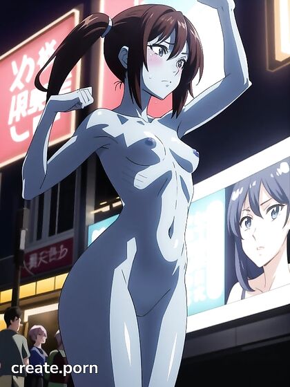 Blue-Skinned Brunette Yoga Flexing in Seductive Hentai AI Image