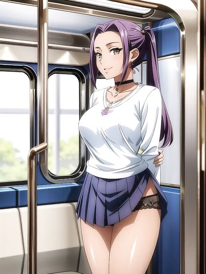 Exploring Her Skirt and Lacy Underpants in Sensual Hentai Solo Action