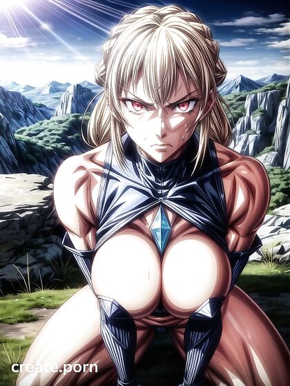 Braided Beauty in Armor Gloves for Seductive Hentai Pleasure