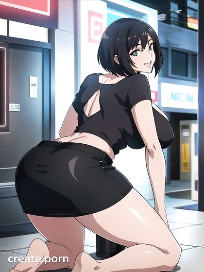 Seductive Black-Haired Beauty Tempts You in Steamy Street Hentai AI Image
