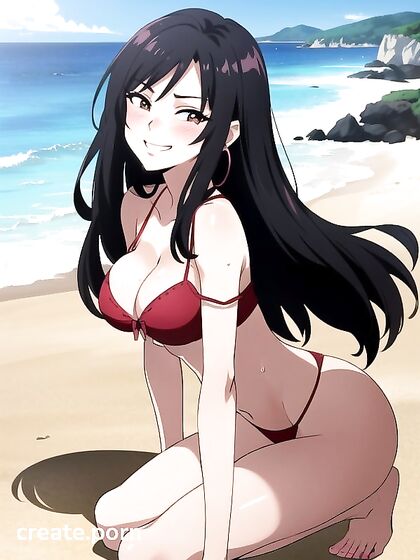 Mischievous Dark-Skinned Beauty Teases in Seductive Bra for Hot Hentai AI Image