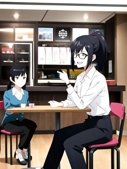 Cute Girl 18+ Surrounded by Many in Exciting Screen Capture Hentai AI Image