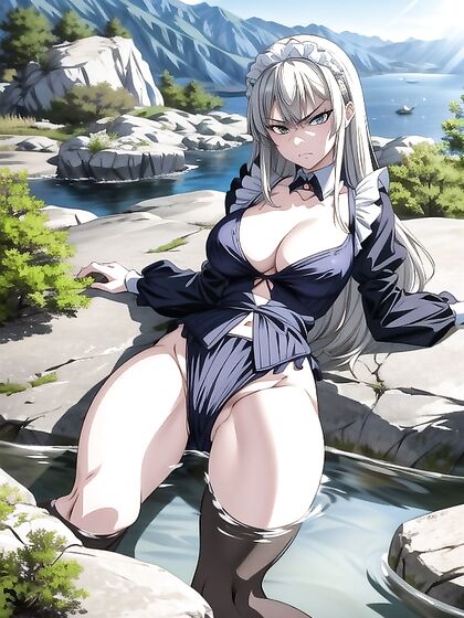 Blue-Skinned Beauty With Furious Cleavage in Intense Hentai AI Image