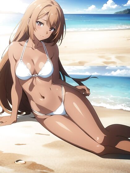 Sun-Kissed Tan Lines at the Beach in Seductive Hentai Wallpapers