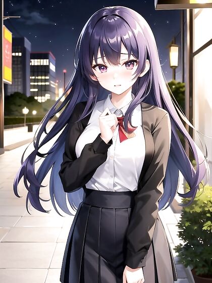 in Nighttime Cityscape Seduces with Steamy Hentai AI Image
