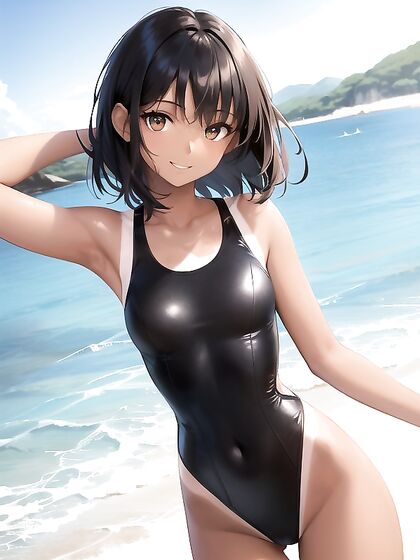 Skinny 18-Year-Old in Swimsuit for Steamy Hentai AI Image