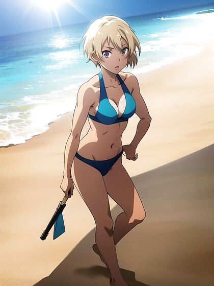 Pastel-Colored Beach Tan Lines Heat Up in Steamy Hentai AI Image