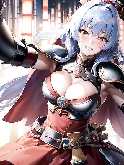 Samurai in Light Blue Armor Unleashes Passionate hentai Pleasure