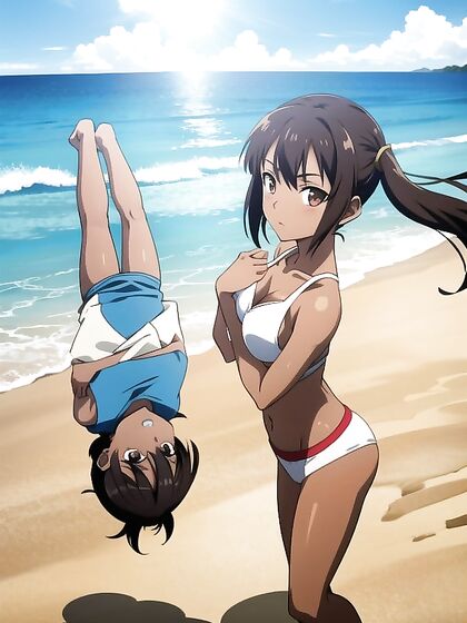 Tan Lines Glow on Pastel Beach in Seductive Hentai Adventures