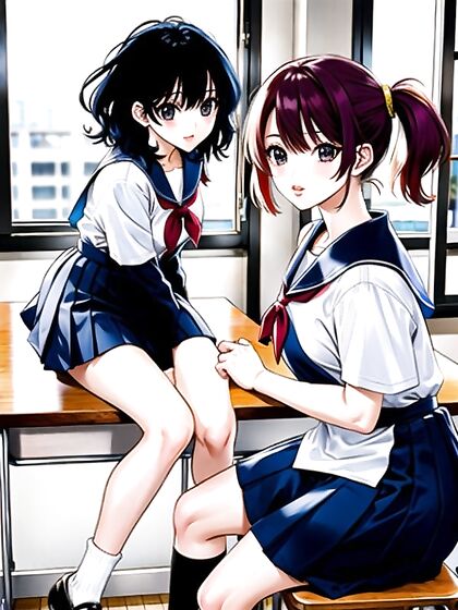 in Multi-Colored Uniform Seduces in Steamy Manga Hentai AI Image