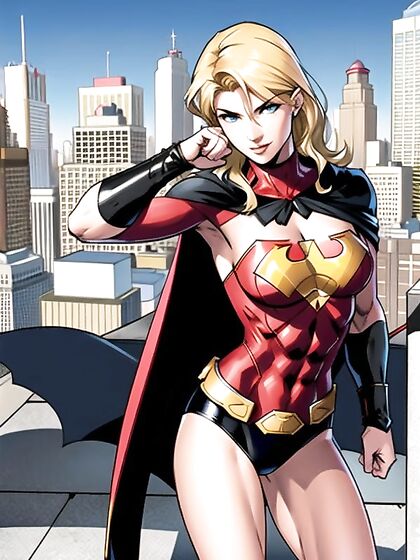 Heroine in Cape and Armor Teased in ExcitingComic Hentai AI Image
