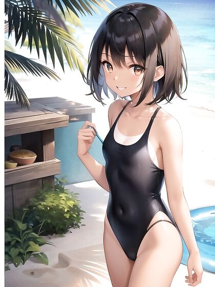 Happy Bust Shots - Exploring Cute Small Breasts in Seductive Hentai AI Image