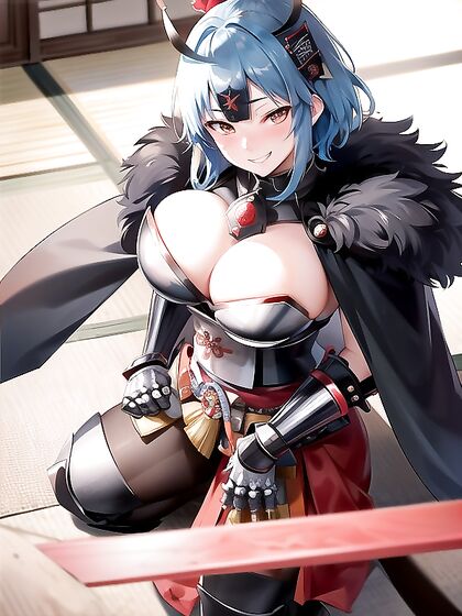 Samurai Seductress with Massive Breasts and Perfect Cleavage in Hot Hentai AI Image