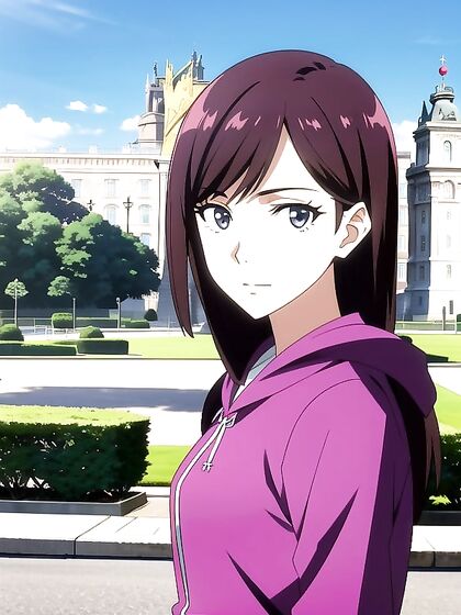 Hoodie and Jacket Clad Beauty Seduces in Palace-Themed Hentai AI Image