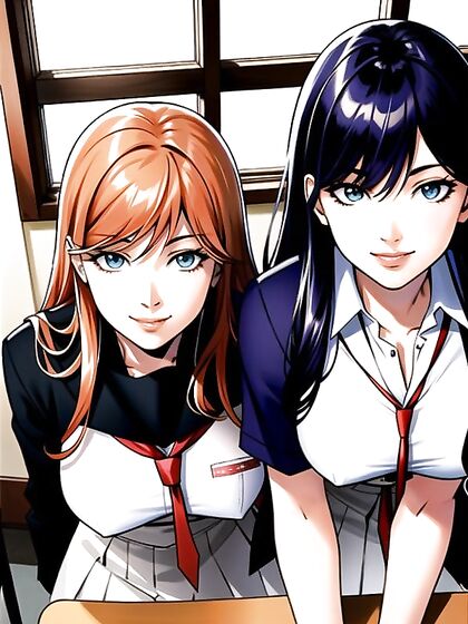 SchoolGirl 18+ 18+s in Uniform Get naughty in the Classroom for Steamy Comic Hentai AI Image