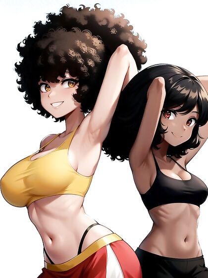 Afro Beauty with Happy Vibes Raises Her Arms for Sensual Hentai Pleasure