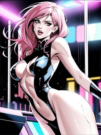 Skinny Girl 18+ with Massive Breasts andPale Skin in Seductive Hentai AI Image