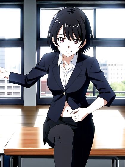 Fit Black-Haired in Hentai Hentai AI Image Action