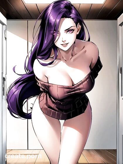 Off-Shoulder Style Teen 18+ Afro Beauty in seductive Hentai AI Image