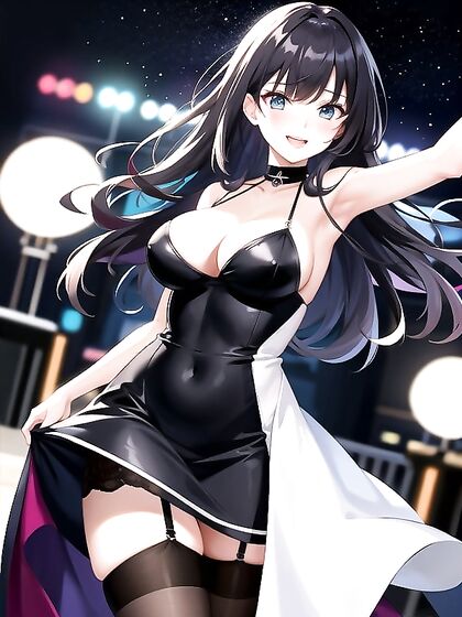 Stockinged Beauty Takes Center Stage in Club-Themed Hentai AI Image