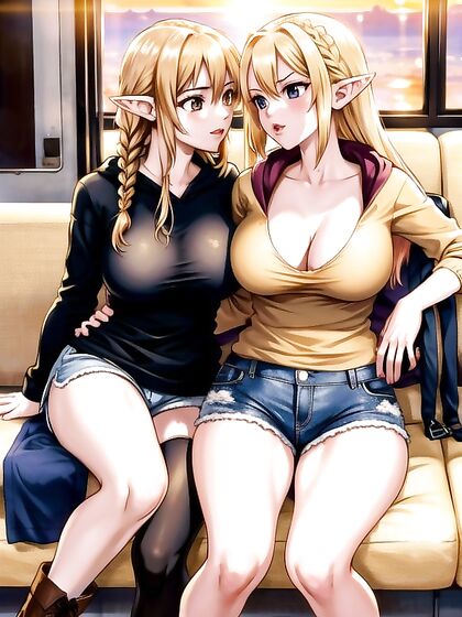 Braided Beauty Enjoying Sunset Pleasures on theBus inSTEAMY Hentai AI Image