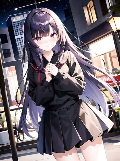 Purple-Haired Girl 18+ Embarrassed in the City - A hentai AI Adventure