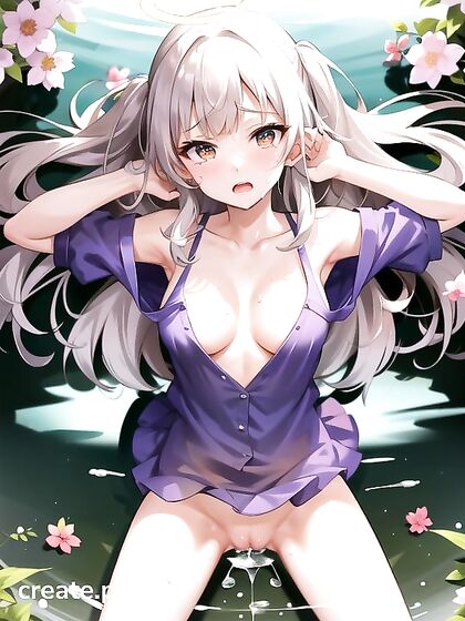 Skinny Girl 18+ Reaches Blissful Climax in Desert Oasis Hentai AI Image