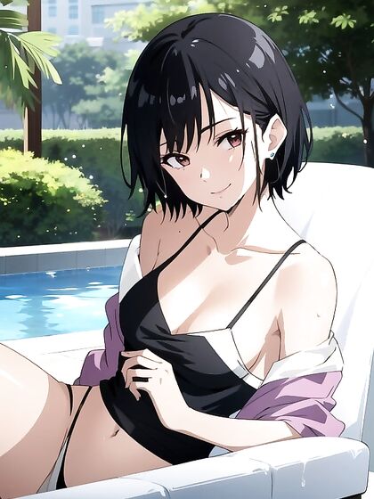 Short-Haired Beauty Takes Charge in Sultry Hentai AI Image