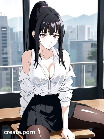 Massive-Ass Black-Haired Beauty in Screen-Captured hentai Pleasure