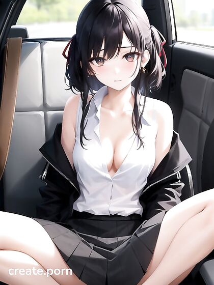 Unbuttoned Passion - Small Breasts and Spread Legs in Seductive Hentai AI Image