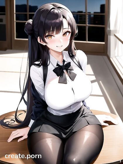 Pale-Skinned Teacher Seduces in a Sensual Sitting Position Hentai AI Image