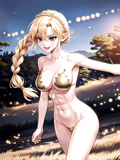 Blonde Beauty Meadow Strips Down for Steamy Hentai AI Image