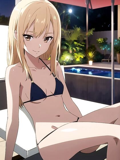 Young Blonde Teen 18+ with Tiny 18+ Ass in Seductive Hentai AI Image