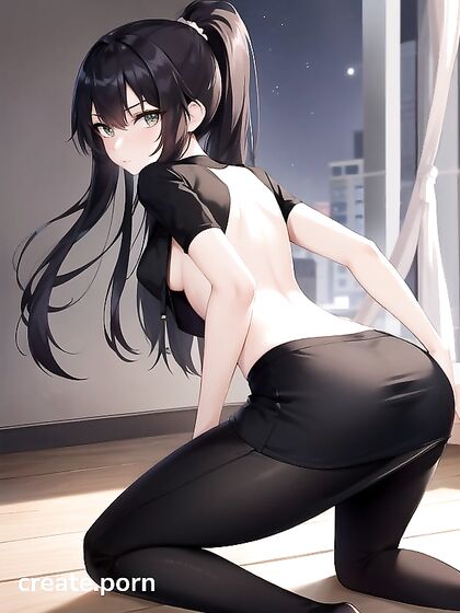 Skinny hentai Girl 18+ against wallpaper for steamy solo Image