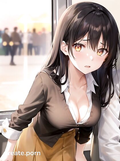 Bra and Blouse Clad Beauty Rides the Train in Steamy Hentai AI Image