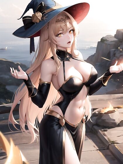 Model Witch with Glowing Eyes Seduces in Mind-Blowing Hentai AI Image