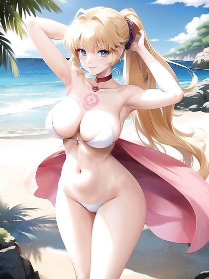 Blonde Teen 18+ with Massive Breasts in Seductive Hentai AI Image
