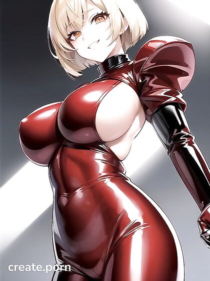 Mistress with Bobcut and Glowing Eyes Dominates in Seductive Hentai AI Image