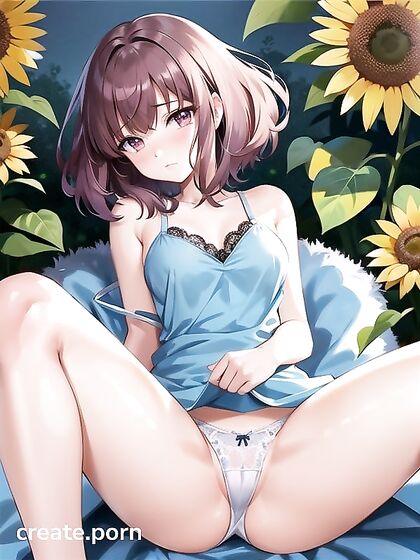Topless Beauty in a Sunflower Field for Sizzling Hentai Pleasure