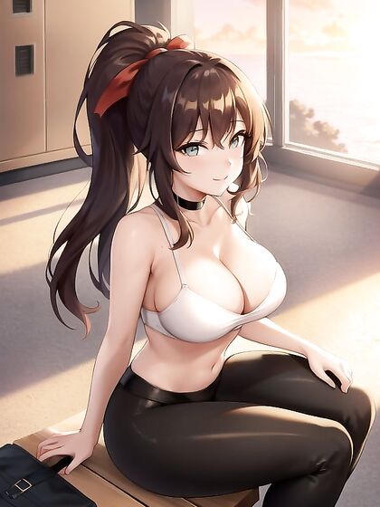 Sultry Brunette in Boots and Yoga Pants Tempts You in This hentai Fantasy