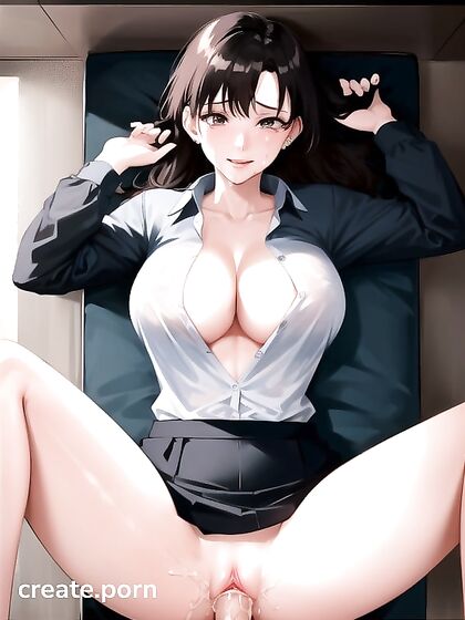 Black-Haired Office Lady in Stockings Enjoys Intense Hentai Pleasure