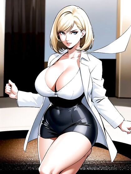 Blonde in Trench Coat Seduces Under the Moonlight in Steamy Hentai AI Image