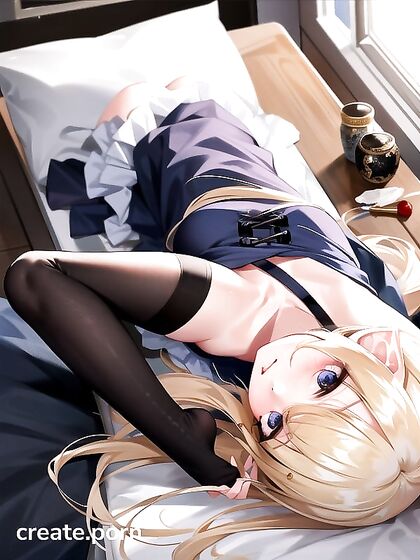 Skinny Blonde Enjoying Solo hentai Pleasure in AI Porn