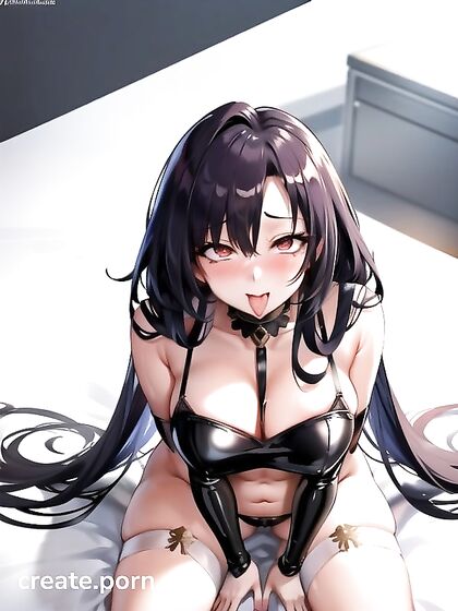 Top-Down View of Massive Breasts and Intense Ahegao in Hentai AI Image