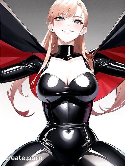 Mischievous Babe in Latex Shows Off HerLarge Ass in Hentai AI Image